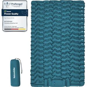 Naturehike Materassino da Campeggio con Cuscino, Ultraleggero, Gonfiabile, Pompa ad Aria Integrata, Facile da Gonfiare, Adatto per Tende da Trekking, Livello di Ingresso (Blu scuro - Doppio)