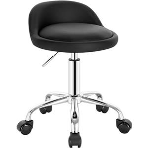 WOLTU Sgabelli con Ruote Regolabile, in Altezza per Estetista Parrucchiere Tattoo Studio Salone Sedia Girevole in PU, Sedia da trucco, Nero