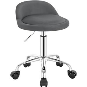 WOLTU Sgabelli con Ruote Regolabile, in Altezza per Estetista Parrucchiere Tattoo Studio Salone Sedia Girevole in Velluto, Sedia da trucco, Grigio scuro BS127dgr