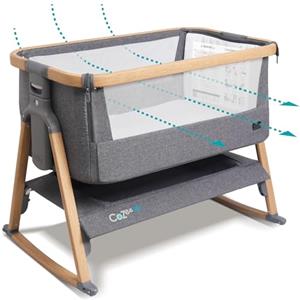 Tutti Bambini CoZee® Air Culla Neonato e Culla Co-sleeping - Con Borsa Trasporto - Chiusura Rapida - Materasso Traspirante - 6 Altezze Regolabili - 0-6 Mesi (Rovere & Antracite)