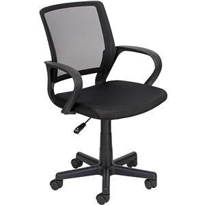 Baroni Home Sedia Ergonomica da Ufficio Scrivania Nera in Acciaio Resistente e Soft Foam con Braccioli e Ruote Girevoli, Altezza Regolabile, 55x48x91 cm