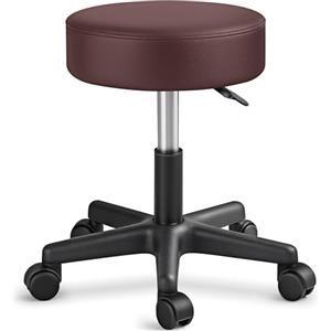 TRESKO, sgabello girevole da lavoro, per estetiste, per studi, regolabile in altezza, con ruote, girevole a 360°, superficie imbottita da 10 cm e 8 colori