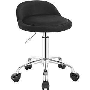 WOLTU Sgabelli con Ruote Regolabile, in Altezza per Estetista Parrucchiere Tattoo Studio Salone Sedia Girevole in Velluto, Sedia da trucco, Nero BS127sz