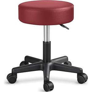 TRESKO, sgabello girevole da lavoro, per estetiste, per studi, regolabile in altezza, con ruote, girevole a 360°, superficie imbottita da 10 cm e 8 colori