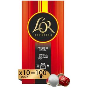 L'Or - Capsule Caffè Espresso Passione Rossa Imola - 100 Capsule In Alluminio - 10 Confezioni da 10 - Intensità 12 - Compatibili Con Macchine Nespresso®* original