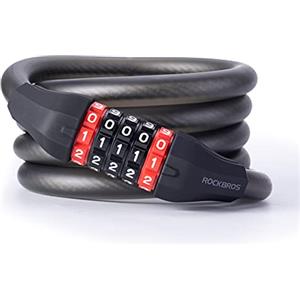 ROCKBROS Lucchetto a Cavo Bici Antifurto, Lucchetto a Combinazione 5 Cifre, per MTB Bicicletta Moto Monopattino E-bike Scooter, in PVC e Acciaio, 2 Modelli Disponibili 120cm/180cm