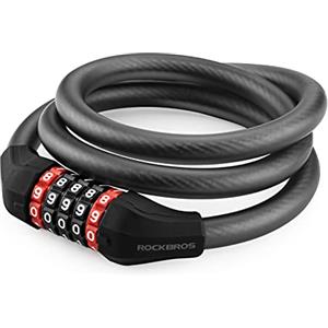ROCKBROS Lucchetto a Cavo Bici Antifurto, Lucchetto a Combinazione 5 Cifre, per MTB Bicicletta Moto Monopattino E-bike Scooter, in PVC e Acciaio, 2 Modelli Disponibili 120cm/180cm