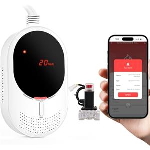 PHYSEN WiFi Rilevatore di Gas e Monossido di Carbonio con Valvola Magnetica e Display LED, Monitoraggio App Smart Life, Certificato EN50291 e EN50194, Ideale per Cucina, Locale, Caldaia, Garage