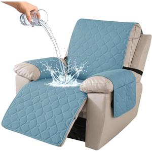 Ystyle Copripoltrona 1 Posto Relax Reclinabile, 100% Impermeabile Copri Poltrona con Braccioli, Copripoltrone con Fascia Elastica, Copridivano Reclinabile, Blu Acqua
