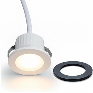 Planetitaly Mini Faretto Moderno Incasso Tondo LED 3W Interruttore CCT, Doppia Cornice Bianco, Nero, Punto Luce Mensole, Mobili, Ripiani, Cappa, Negozio, illuminazione Vetrine, 230V (CCT Tondo)
