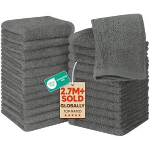 Utopia Towels - Set di 24 Asciugamani - 100% Cotone Filato Ad Anelli, Asciugamano Di Flanella Di 30x30 cm, Altamente Assorbente e Morbido (Grigio)