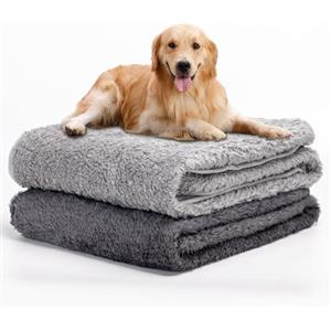 Nobleza 2 Pezzi Coperta per Cane Gatto Lavabile Soffice Durevole, Morbida Coperta in Pile per Cani e Gatti, per Cani, Gatti, Conigli E Altri Animali Domestici, Grigio Scuro e Grigio Chiaro, 120*100 cm
