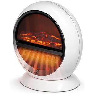 DEUBA® Camino Elettrico con Effetto Fiamma 1500W Ruotabile Termoventilatore Effetto Camino Portatile Caminetto Elettrico LED 2 Impostazioni di Calore