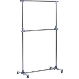 HOMCOM Stender Appendiabiti con Altezza ed Estensione Regolabili, 4 Ruote Girevoli, Acciaio Inox e ABS, 165x48x180cm