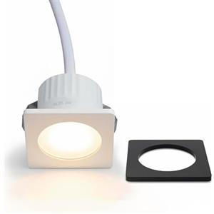 Planetitaly Mini Faretto Moderno Incasso Quadrato LED 3W Interruttore CCT, Doppia Cornice Bianco, Nero, Punto Luce Mensole, Mobili, Ripiani, Cappa, Negozio, illuminazione Vetrine, 230V (CCT Quadrato)
