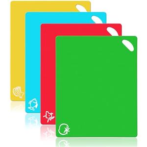Vicloon Tagliere Cucina,4 Pack Tagliere Plastica Antiscivolo Materiale PP per Alimenti, Resistente al Calore Antimicrobico e Non Tossico