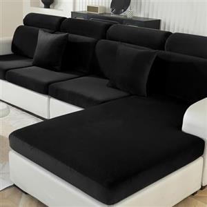 Ystyle Copriseduta Divano Elasticizzato, Universale Copricuscini Divano Velluto Natalizio, Sofa Seat Cover Antiscivolo, Copri Cuscini per Divano, Copridivano Cuscini (1 Posto*3, Nero)