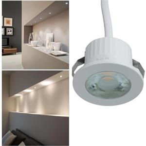 Planetitaly Mini faretto SPOT moderno bianco LED 3W incasso 35mm tondo luce soffitto interni mensole ripiani mobili cucina cappa 230V (4200K)