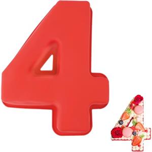 Vicloon Stampi Numeri Grandi, Stampo Torta Numero 4, Antiaderenti e Rilascio Rapido Tortiera Silicone, Stampi con Forme Particolari per DIY Torta, Matrimonio, Compleanno, Anniversario, 8,27x10,24 Zoll