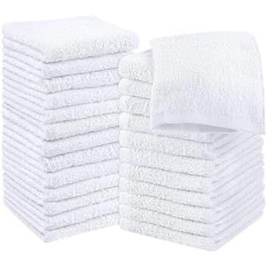 Utopia Towels - Set di 24 Asciugamani - 100% Cotone Filato Ad Anelli, Asciugamano Di Flanella Di 30x30 cm, Altamente Assorbente e Morbido (Bianco)