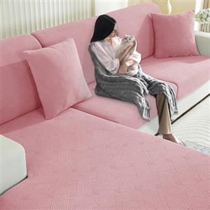 YSTELLAA Copriseduta Divano Elasticizzato, Copri Seduta Divano Antiscivolo, Universale Copridivano Cuscini Separati, Sofa Seat Cover Lavabili(1 Posto Grande, Rosa)