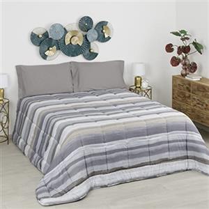 Baroni Home Trapunta Invernale in Ecopiuma, Piumone 350 gr/mq caldo e morbido, Anallergica, Antiacaro e Traspirante, Righe Tortora, Matrimoniale 260x260 cm