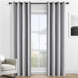 Topfinel Tende Oscuranti per Interni Camera da Letto Cameretta Moderne Soggiorno Termiche Fonoassorbenti con Anelli Tenda Oscurante 2 Pezzi Grigio Chiaro 140x240 CM