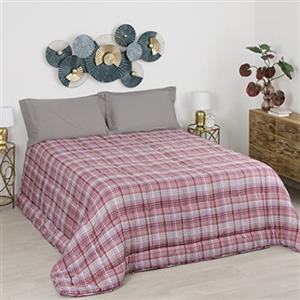 Baroni Home Trapunta Invernale in Ecopiuma, Piumone 350 gr/mq caldo e morbido, Anallergica, Antiacaro e Traspirante, Pied de Poule Rosa, Matrimoniale 260x260 cm