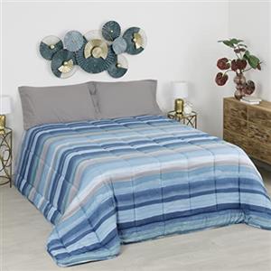 Baroni Home Trapunta Invernale in Ecopiuma, Piumone 350 gr/mq caldo e morbido, Anallergica, Antiacaro e Traspirante, Righe Blu, Matrimoniale 260x260 cm
