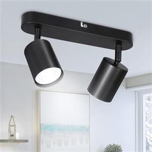 TaFiCo Faretto da Soffitto LED 2 Luci - Lampada da Soffitto GU10 Nero - Plafoniera LED Moderno Orientabile - Faretti Soffitto per Soggiorno Camera da Letto Cucina - Senza Lampadina
