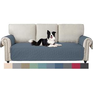 Ystyle Copridivano 3 Posti Con Braccioli, Natalizio Copri Divano Impermeabile Per Cani, Copri Divani Senza Schienale, Trapuntato Copridivani, Sofa Cover Antiscivolo Antigraffio, Blu Grigio