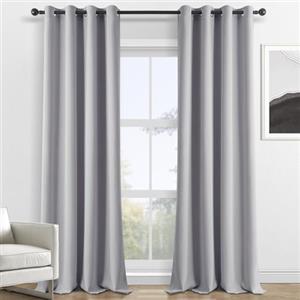Topfinel Tende Oscuranti per Interni Camera da Letto Cameretta Moderne Soggiorno Termiche Fonoassorbenti con Anelli Tenda Oscurante 2 Pezzi Grigio Chiaro 140x260 CM