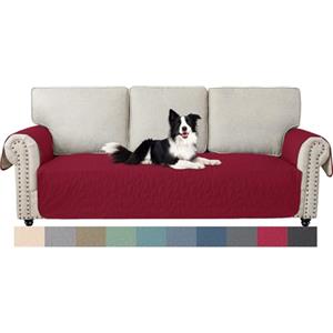 Ystyle Copridivano 3 Posti Con Braccioli, Natalizio Copri Divano Impermeabile Per Cani, Copri Divani Senza Schienale, Trapuntato Copridivani, Sofa Cover Antiscivolo Antigraffio, Rosse