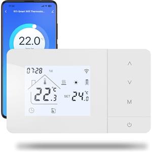 BEOK CONTROLS Termostato Wi-Fi a batteria con 2 fili, controllare per la caldaia a gas, termostato Tuya programmabile giornalmente, compatibile con controllo vocale di Google e Alexa.W506 3A