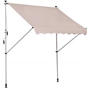 Outsunny Tenda da Sole 2x1.5 m per Esterno a Rullo con Manovella, Telaio Telescopico e Angolazione Regolabile, Beige