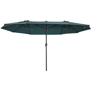 Outsunny Ombrellone da Giardino 455x265x238cm Doppio con Apertura a Manovella, Acciaio e Poliestere Verde Scuro