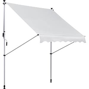 Outsunny Tenda da Sole 2x1.5m per Esterno a Rullo con Manovella, Telaio Telescopico e Angolazione Regolabile, Bianco