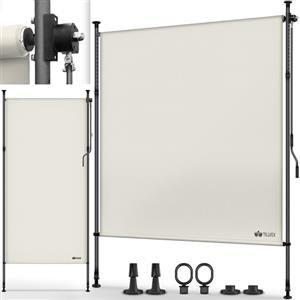 tillvex® Tenda da sole verticale per esterni con manovella senza fori, frangivista, allungabile e opaca, tenda verticale per balcone, terrazza, giardino (Beige, 100x310 cm)