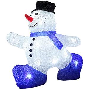 Deuba LED Figura Acrilica Pupazzo di Neve Outdoor Indoor Addobbo Natale Decorazione Festa Natalizia 24 Luci Bianco Freddo