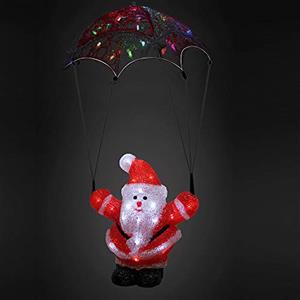 Deuba Babbo Natale a LED con Paracadute Figura in Acrilico per Esterno 31x20x16cm Cavo 5m Addobbi Natalizi Festività