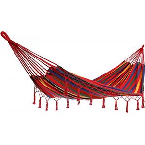 Detex Amaca da Giardino Portata 300kg 320x150cm Traspirante Frange Campeggio Giardino Interno Esterno Rosso