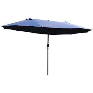 Outsunny Ombrellone da Giardino 460x270x240cm Doppio con Apertura a Manovella, Acciaio e Poliestere Blu