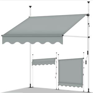 tillvex Tenda da Sole a Bracci con Manovella | Protezione Balcone, Regolabile, Senza Forare, a Manovella | Tenda resistente per Esterno (Grigio chiaro, 150cm)