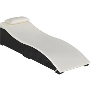 Outsunny Lettino Sdraio Prendisole Pieghevole in Rattan Sintetico con Poggiatesta Rimovibile per Giardino, Terrazzo ed Esterni, 198x68x50cm