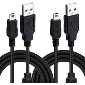Mcbazel Lotto di 2 Cavi di Ricarica e Connessione USB a Mini USB da 3 Metri per Controller DualShock per PS3/Gamepad/Dispositivo con Porta Mini con Anello Magnetico Anti-Interferenze - Nero