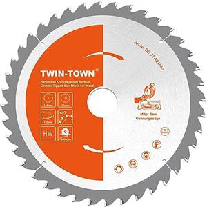 TWIN-TOWN - Lama per Sega Circolare HM 216 x 30 mm, 40denti, Ideale per legno da costruzione, compensato sciolto, piastre in fibra di legno per sega circolare e sega circolare a batteria