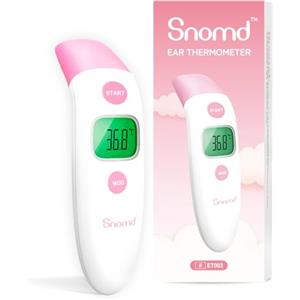 Snomd Termometro Fronte e Orecchio Termometro Febbre Termometro Infrarossi Neonato Senza Contatto Termometro Digitale con Lettura Istantanea, Allarme Febbre