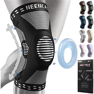 NEENCA Tutore Ginocchio,Tutore Fascia per Compressione Ginocchio Cuscinetti per Rotula e Supporto Laterale,Supporto per Ginocchia ad uso Medico per Corsa,Lesioni al Menisco,Artrite,Infortunio Sportivo