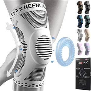 NEENCA Tutore Ginocchio,Tutore Fascia per Compressione Ginocchio Cuscinetti per Rotula e Supporto Laterale,Supporto per Ginocchia ad uso Medico per Corsa,Lesioni al Menisco,Artrite,Infortunio Sportivo