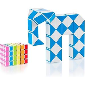 CUBIDI® Mini Serpenti Magici Puzzle - Gadget Regalo di Compleanno bambini, Regalini Festa Bambini - Serpente Giocattolo, Gioco Rompicapo Bambini e Adulti, Magic Snake - 48 Blocchi (Azzurro)